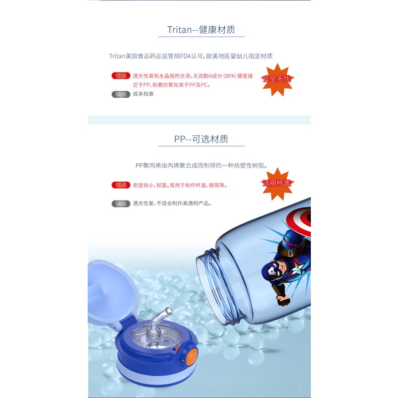 Disney Bình Nước Thể Thao Hình Mickey / Người Nhện Kèm Ống Hút Tiện Dụng Cho Bé