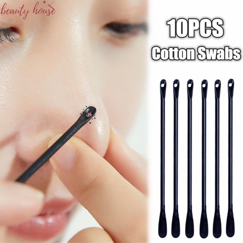 Set 10 Tăm Bông Cotton Hai Đầu Đa Năng Dùng Một Lần Để Tẩy Mụn Đầu Đen