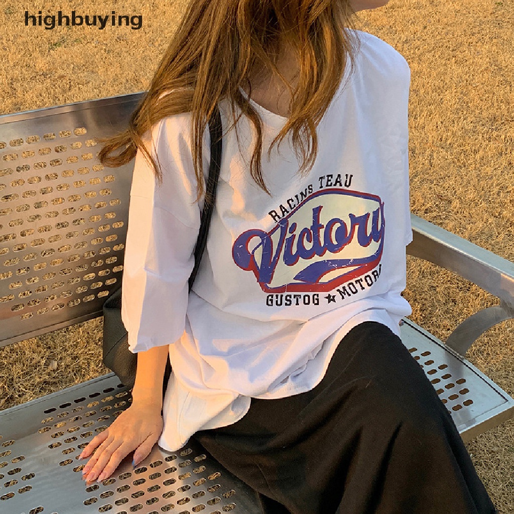 Áo Thun Nữ Tay Ngắn In Chữ Phong Cách Retro