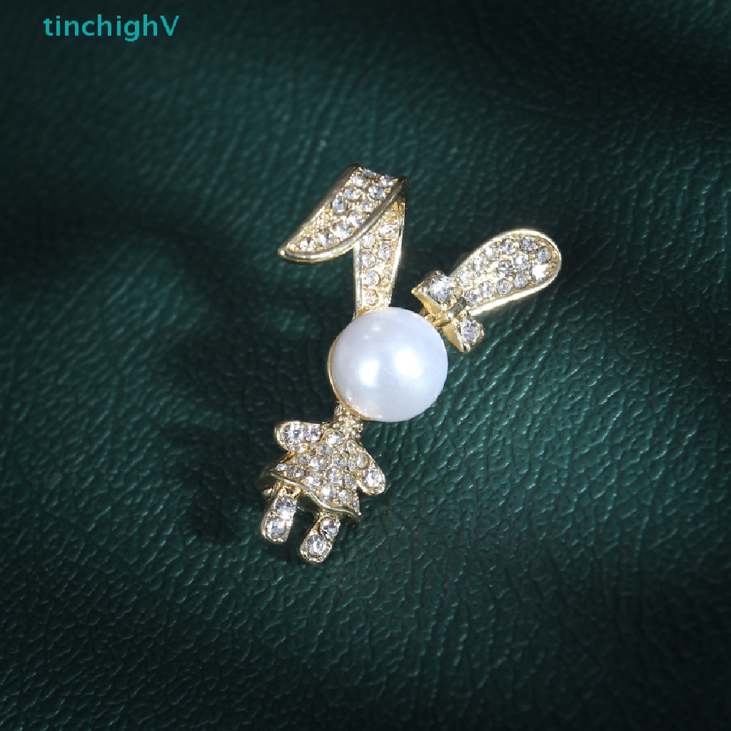 [TinchighV] Ghim Cài Áo Hình Thỏ Dễ Thương Đính Ngọc Trai Cá Tính Chống Ánh Sáng Dành Cho Túi Xách [Mới]