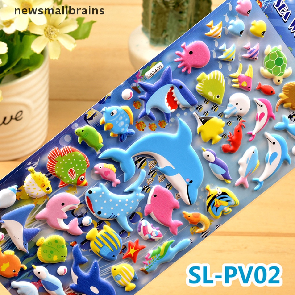 Newsmallbrains Shark Dolphin Fish Stereo Bubble Sticker Diary Sticker Decor Stationery Stickers NSB