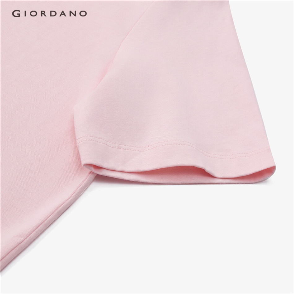 Áo thun GIORDANO 05323385 tay ngắn cổ henley màu trơn cho nữ