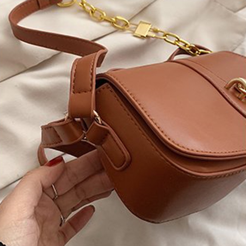 Túi Xách Đeo Vai Phối Dây Xích Thời Trang Pháp Đơn Giản Dành Cho Nữ