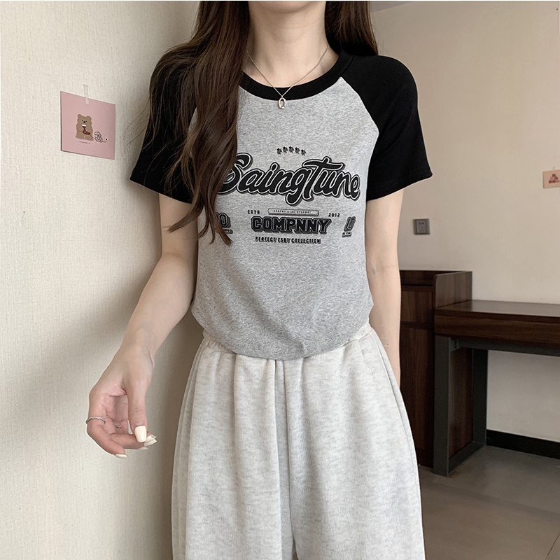 COZOKC Áo Thun Ngắn Tay Dáng Ôm Thời Trang Vintage Cá Tính