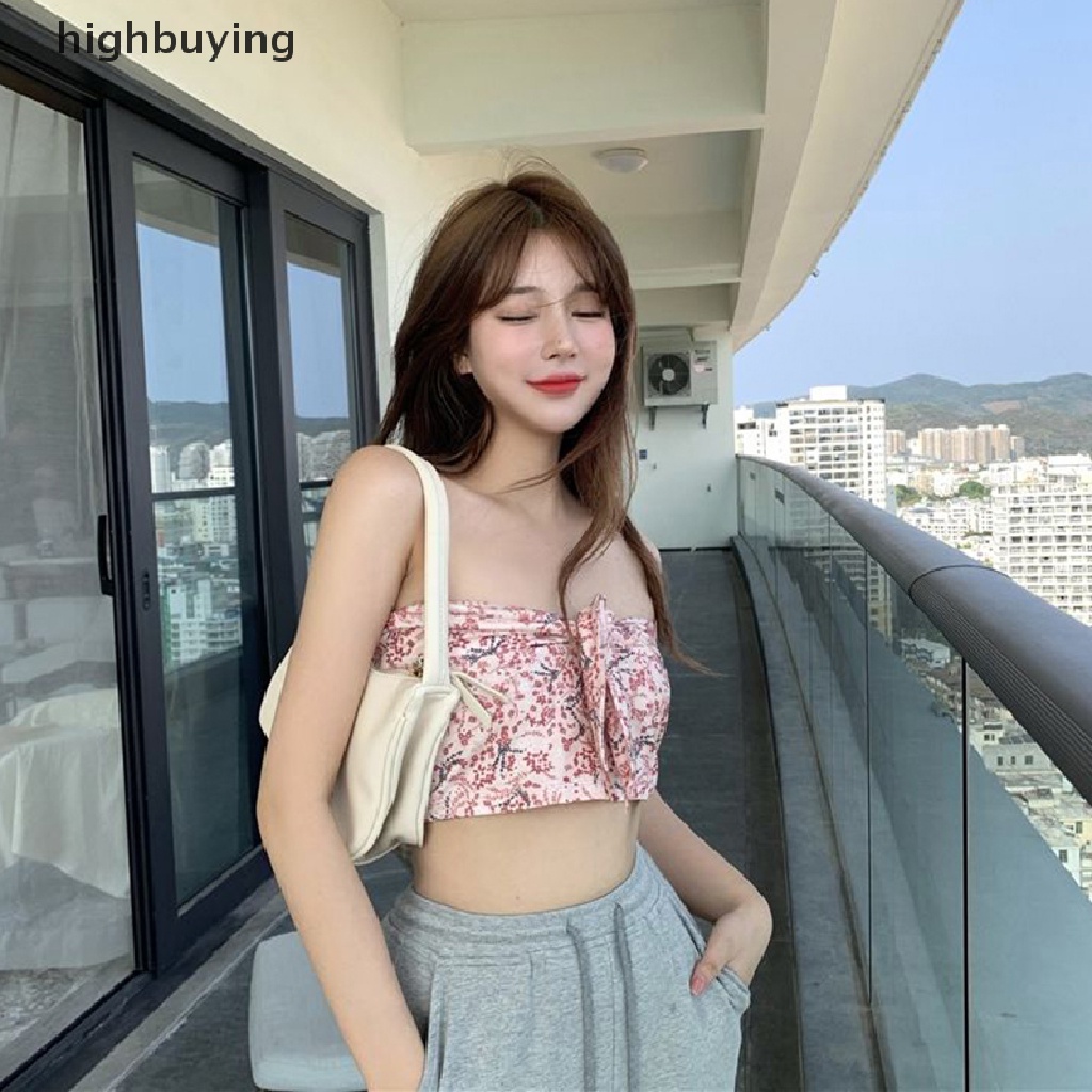 Hbvn Belle Áo hai dây In Họa Tiết Phong Cách Harajuku Mùa Hè Dễ Phối Đồ Thiết Kế Nơ Lãng Mạn Ins Modish Cho Nữ