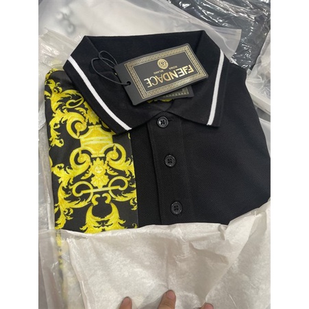 ÁO POLO VER.SACE hoạ tiết vàng, HÀNG LIKE AUTH, VẢI MỊN MÁT