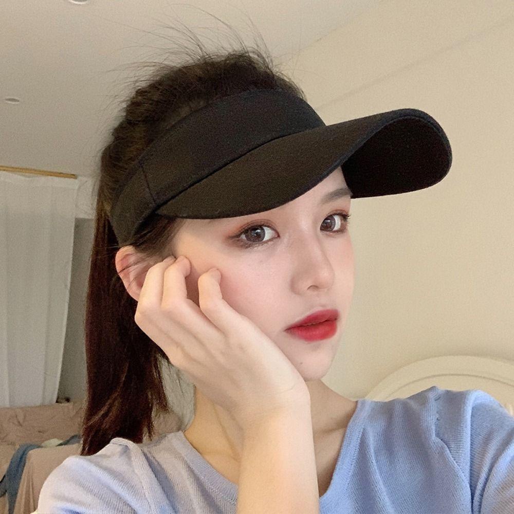 Mũ Lưỡi Trai Hở Chóp Chống Tia UV Màu Trơn Thời Trang Đường Phố Thanh Lịch Có Thể Điều Chỉnh Cho Nữ