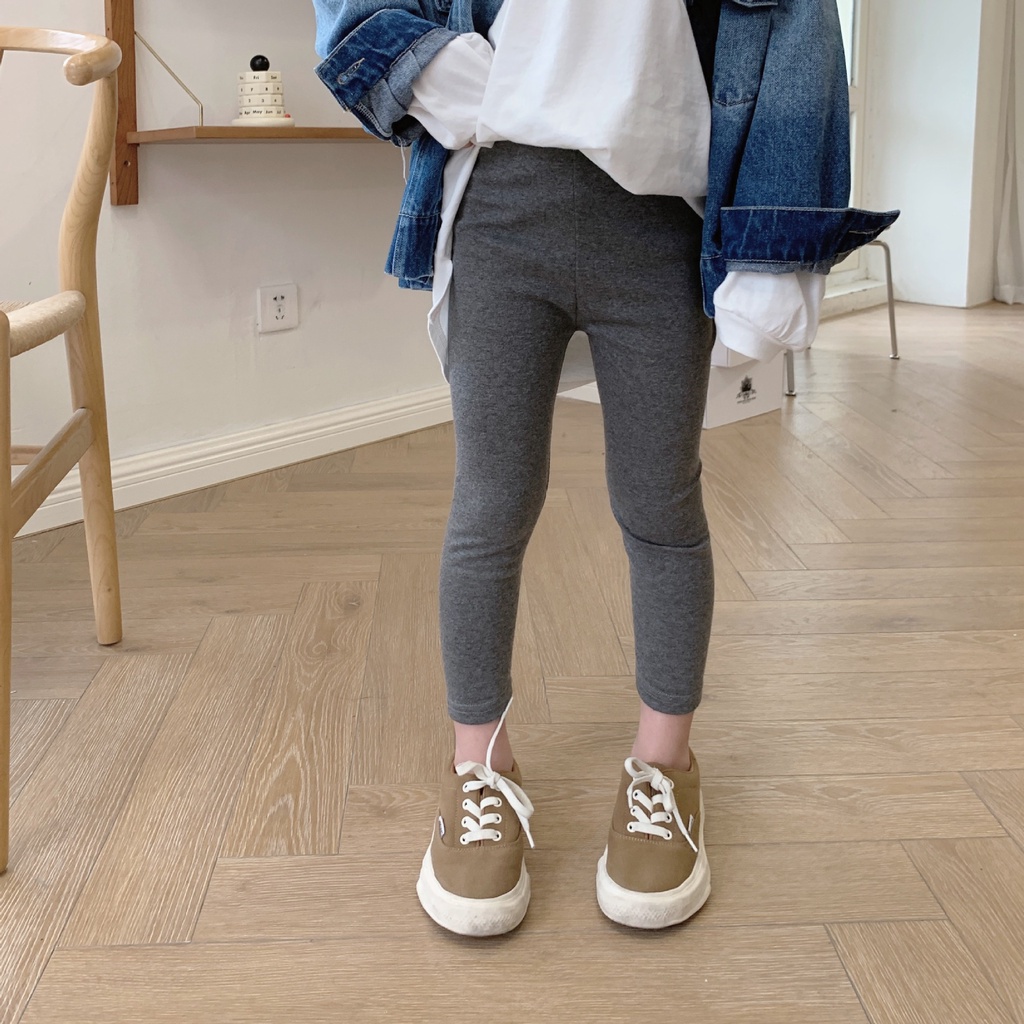 Quần Legging Lưng Cao Màu Trơn Chất Liệu Thân Thiện Với Da Phong Cách Hàn Quốc Thời Trang Mùa Xuân 2023 Cho Bé Gái
