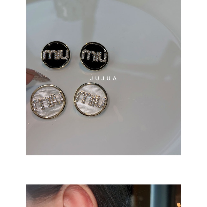 Bông Tai Mặt Tròn / Vuông Đính Kim Cương Lấp Lánh Phong Cách Thời Trang Đơn Giản