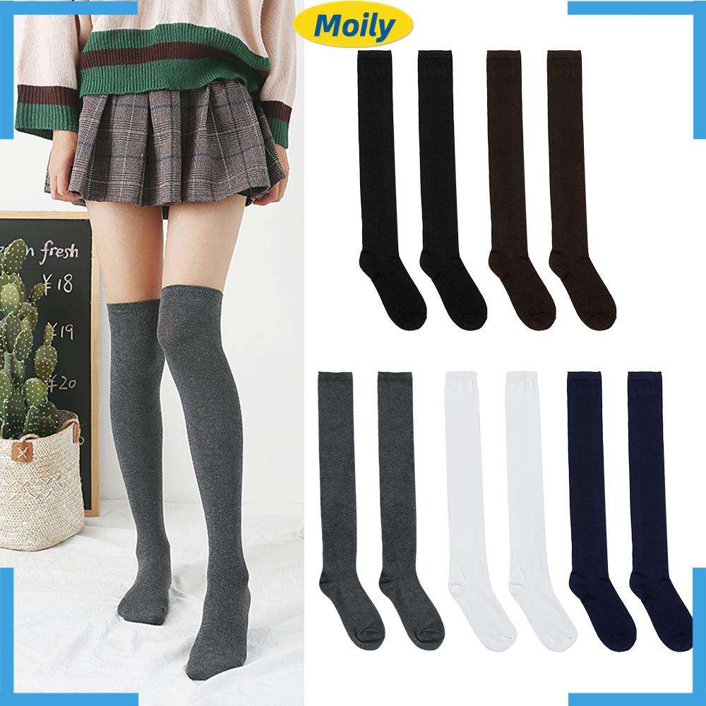 Vớ Cotton Dài Qua Gối Co Giãn Giữ Ấm Nhiều Màu Thời Trang Cho Nữ