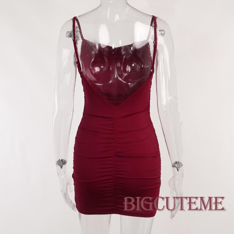 [] - Đầm Mini Hai Dây Hở Lưng Ôm Dáng Màu Đỏ Thời Trang Mùa Hè Cho Nữ