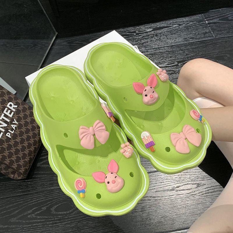 JY379- C8 - Dép  nữ đế mềm dễ thương bít mũi che nắng thời trang hè xinh xẻo cho nữ  cài stickcer