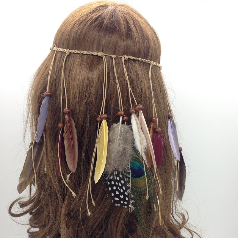 Băng Đô Cài Tóc Đính Lông Vũ Phong Cách Bohemia