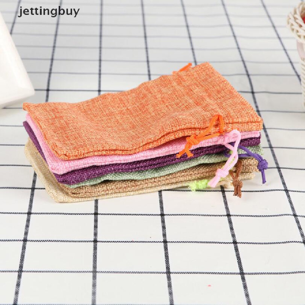 Set 10 túi dây rút JETTING QDD bằng vải bố đựng trang sức nhiều màu sắc