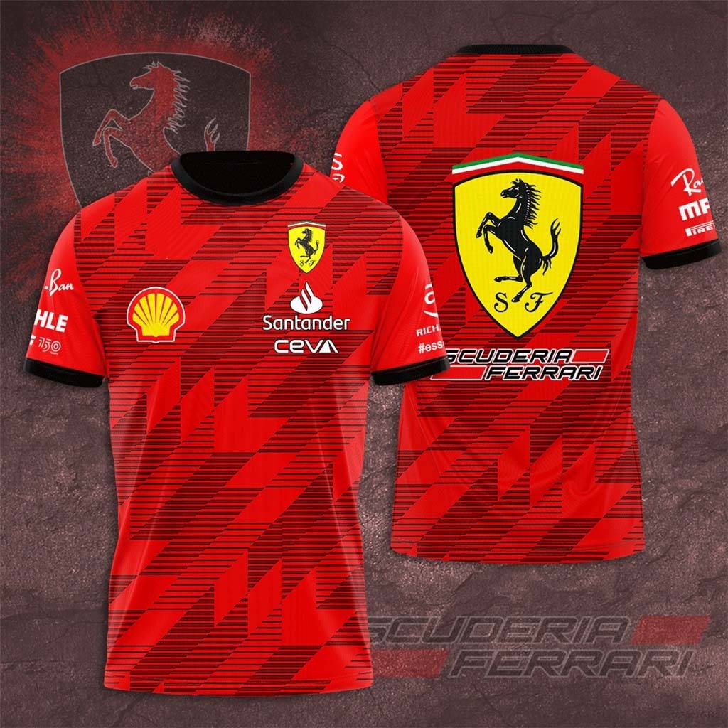 Áo Thun Thể Thao Tay Ngắn Cổ Tròn In Hình Ferrari QY F1 Thời Trang Mùa Hè Cho Người Hâm Mộ