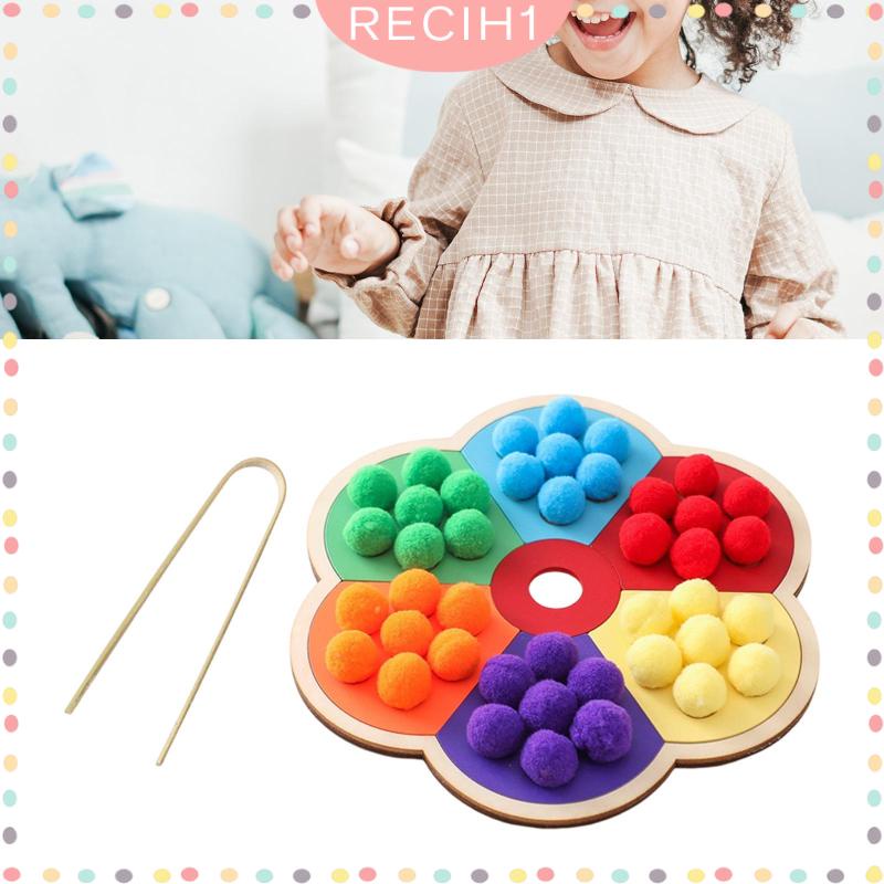 [Recih] Trò Chơi Hạt Gỗ Cảm Biến Kỹ Năng Động Cơ Mịn Phân Loại Montessori Giáo Dục Cho Bé