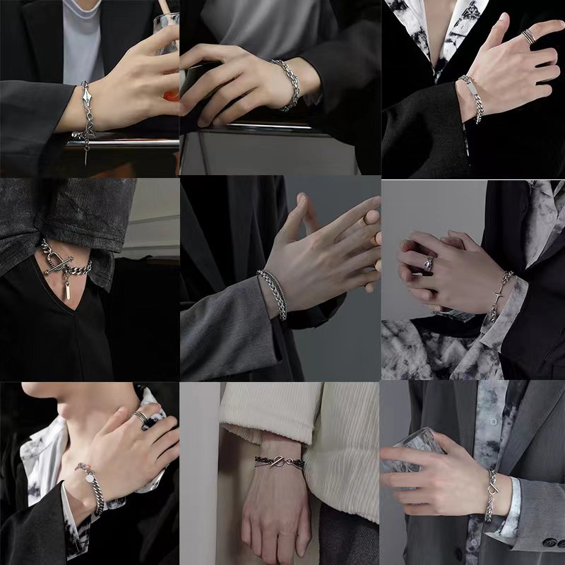 Vòng Tay Thép Titan Thiết Kế Đơn Giản Phong Cách Hip Hop Cho Nam