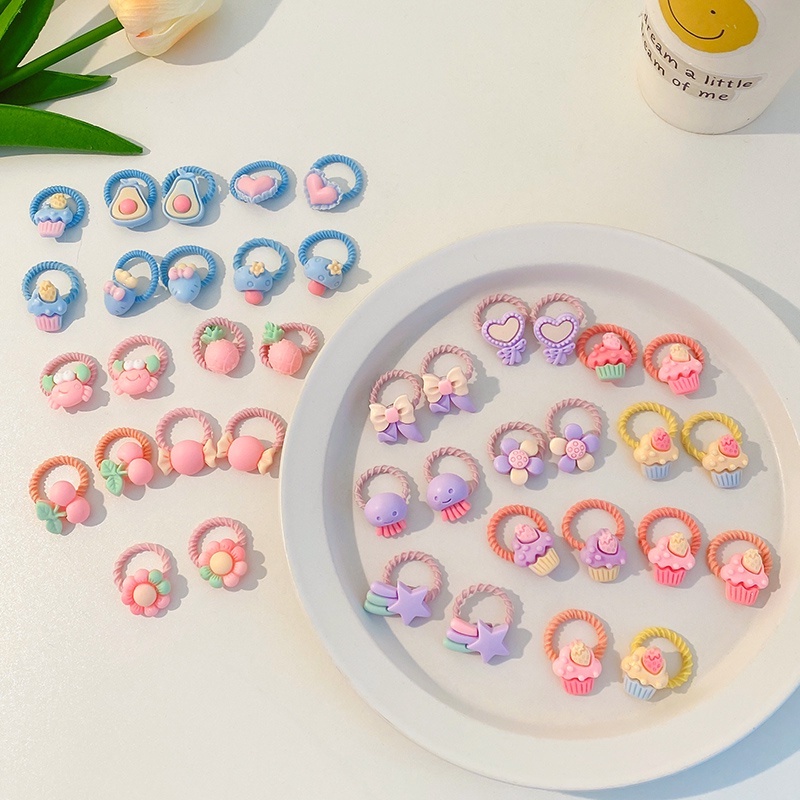 10 PCS/Set Children's Flower Rubber Band Hair Ring Cute High Elastic Hair Rope for Girls