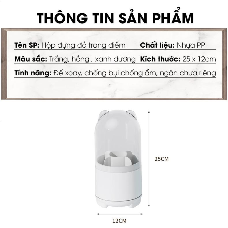 Hộp đựng cọ trang điểm, kẻ mắt son môi xoay 360 độ W2088