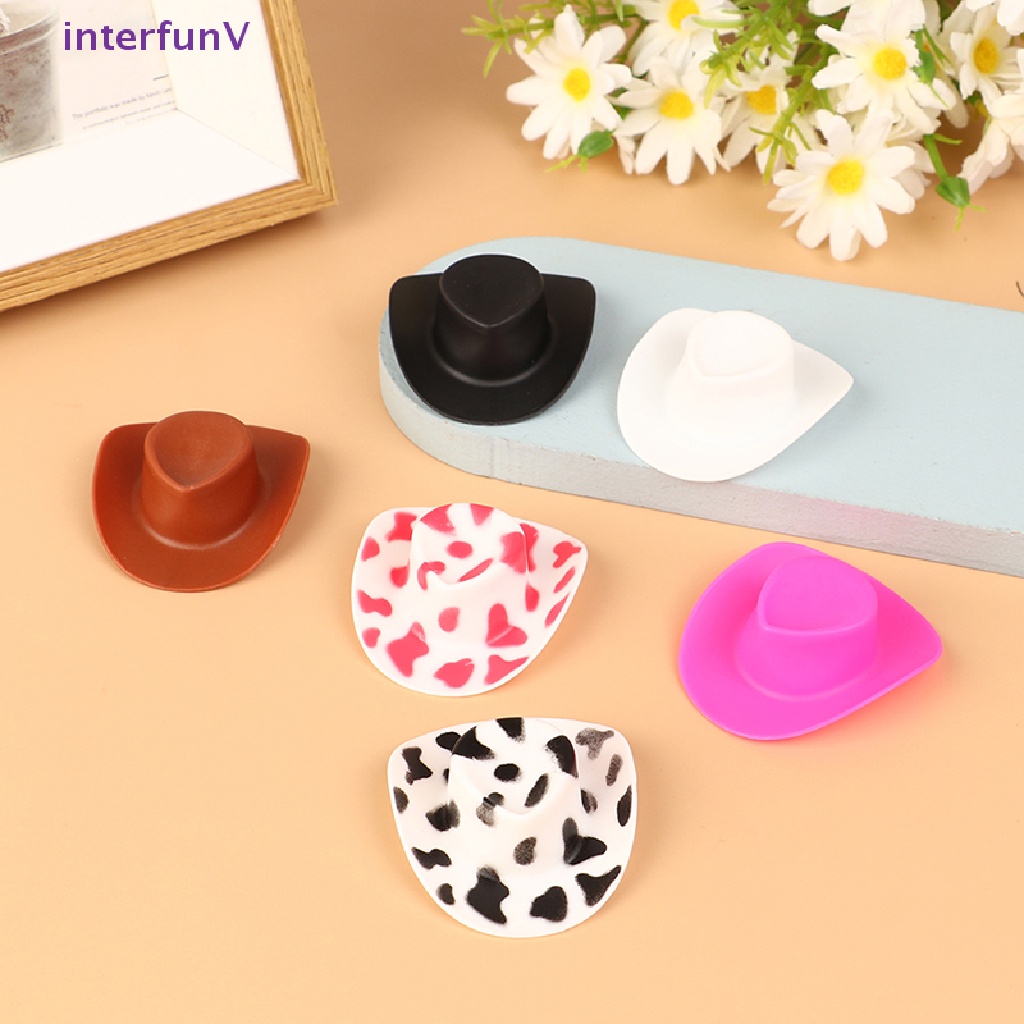 Set 10 Mũ Cao Bồi Bằng Nhựa Thu Nhỏ Phong Cách Phương Tây Trang Trí Búp Bê