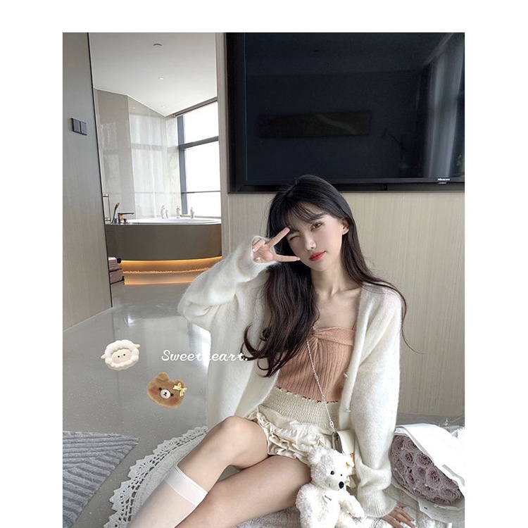 CreamySweet. Cô gái dễ thương. Bánh ren đen trắng mỏng. Váy nửa người, váy ngắn eo cao. Sexy nóng bỏng