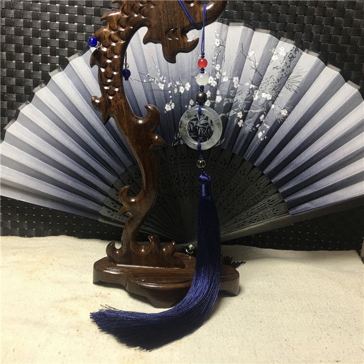 Phụ Kiện Mặt Dây Chuyền Gắn Quạt Treo Thắt Lưng Tua Rua Phong Cách Hanfu Cổ Điển