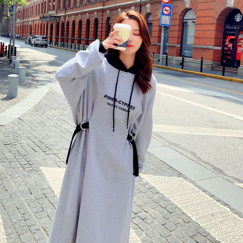 Bán Chạy✨Đầm Sweater Dáng Dài Rộng Chiết Eo Màu Sắc Tương Phản Thời Trang Xuân Thu 2023 Có Size Lớn 150kg