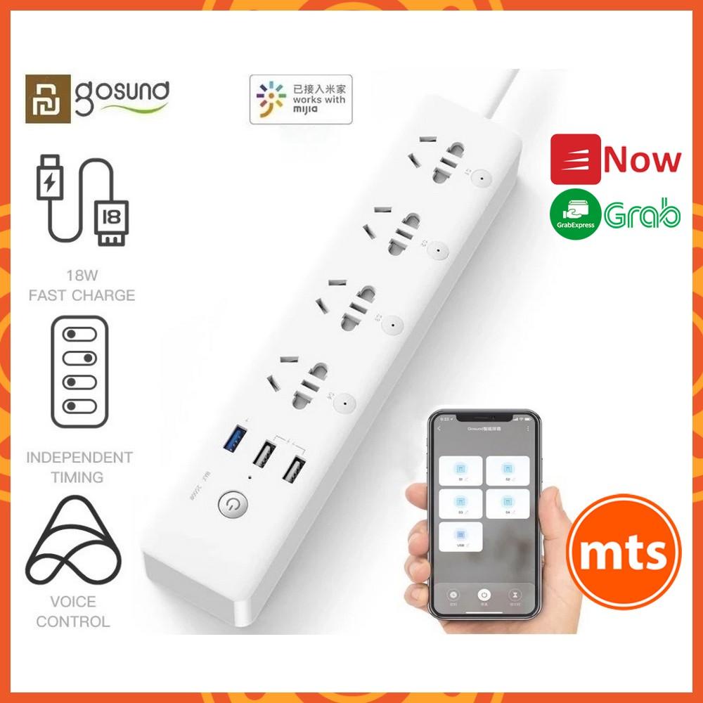 Ổ cắm thông minh wifi GOSUND CP5, điều khiển từ xa từng ổ qua Mi Home, cổng USB sạc nhanh 18W QC3.0 - Minh Tín Shop