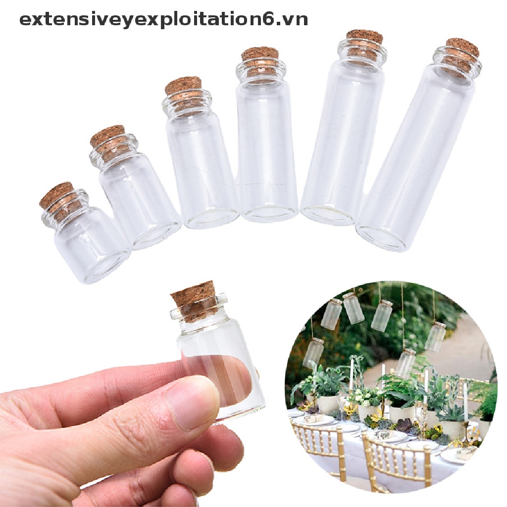 Bộ 10 Chai Thủy Tinh Mini Có Nút Bần Dùng Trang Trí Đám Cưới