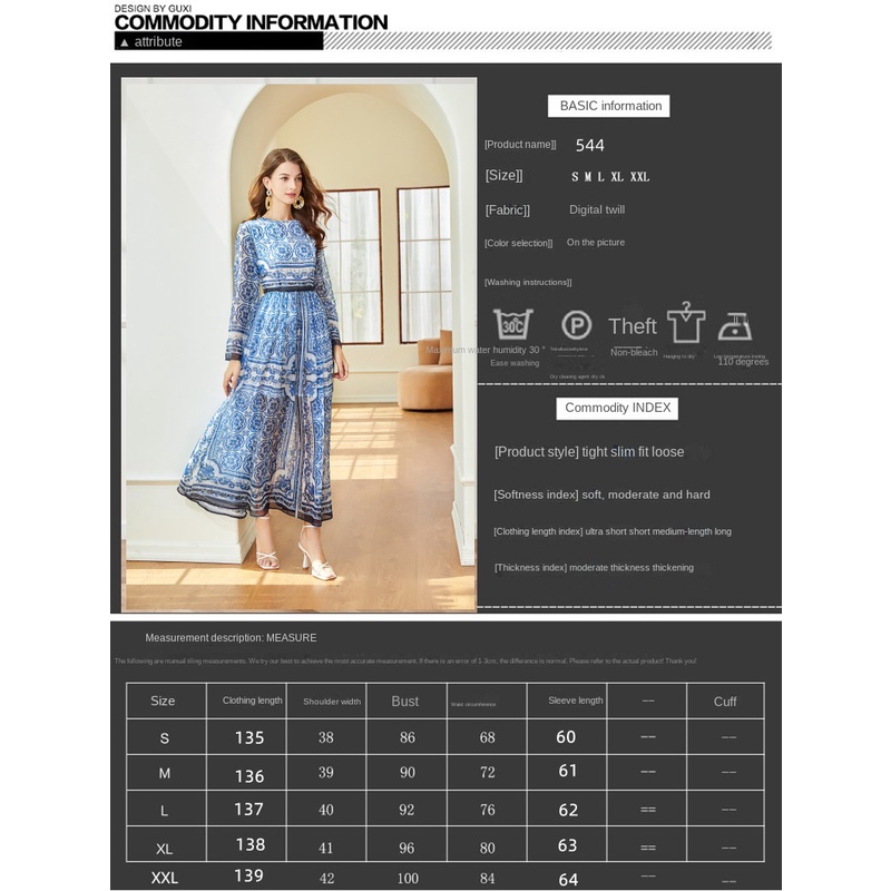 Đầm Chữ A Vải chiffon Lụa Nhẹ In Họa Tiết Sứ Màu Xanh Dương Và Trắng Thời Trang Xuân Hè 20233