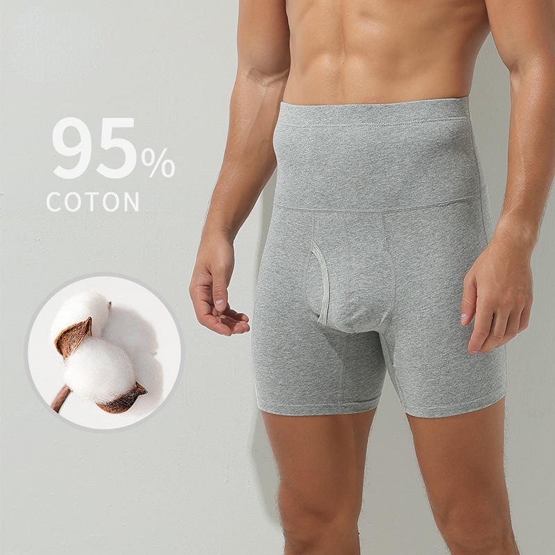 Quần Cotton Nguyên Chất Lưng Cao Ôm Bụng Chống Lộ Thoải Mái Cho Nam