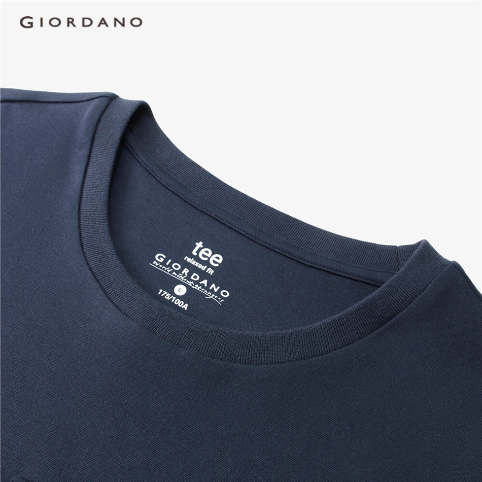 Áo thun GIORDANO 01023391 dệt kim cotton 100% mềm mịn cổ tròn tay ngắn cho nam