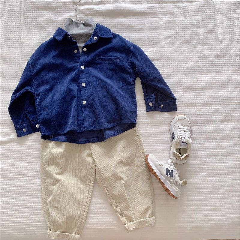 Áo Sơ Mi Màu Sắc Đơn Giản Phong Cách Nhật Bản Cho Bé Trai 1-7 Tuổi