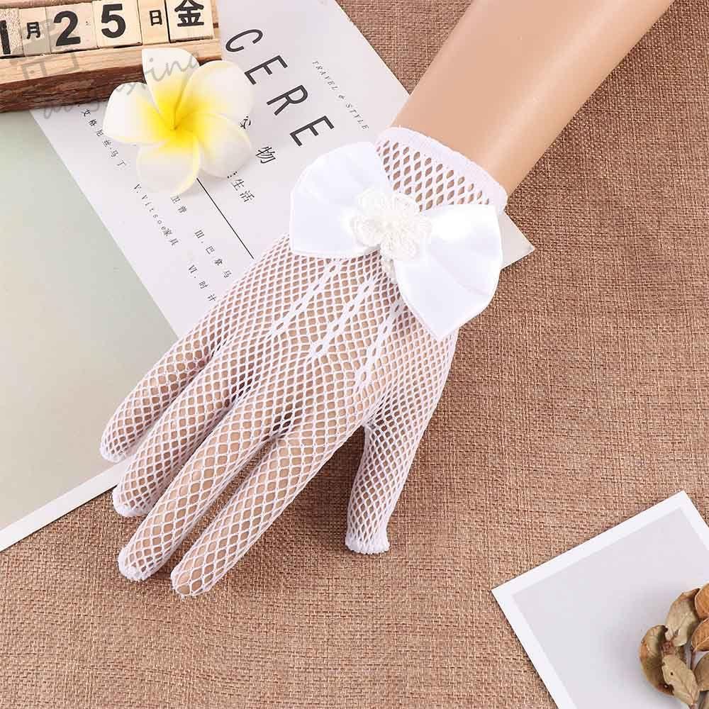 Găng tay công chúa phối ren hoa màu trơn xinh xắn cho bé gái