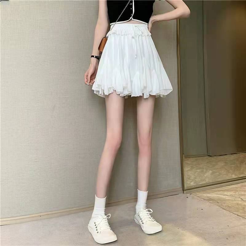 Chân Váy Ngắn Xếp Ly Lưng Cao Màu Trắng Đen Phong Cách Niche Độc Đáo Thời Trang Xuân Hè