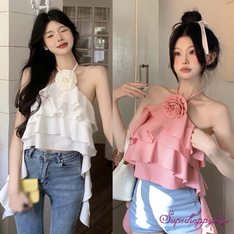 Áo Voan Hai Dây In Hoa Thời Trang Nữ Tính