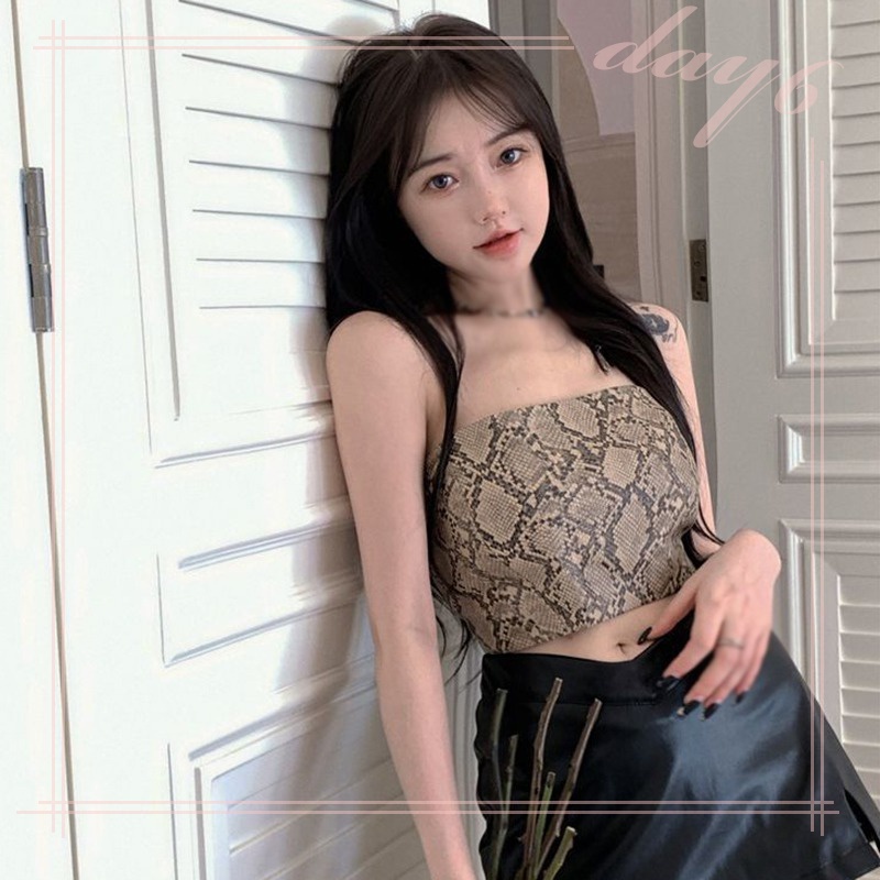 Áo Ống Croptop Không Dây Chống Chói In Họa Tiết Phong Cách Hàn Quốc Cho Nữ