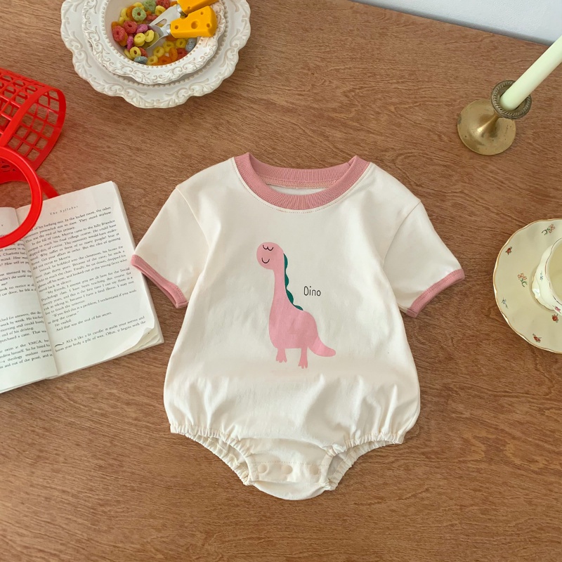 Áo Liền Quần Tam Giác Tay Ngắn Bằng Vải Cotton In Họa Tiết Hoạt Hình Dễ Thương Thời Trang Mùa Hè Cho Bé Trai Và Gái 0-2 Tuổi