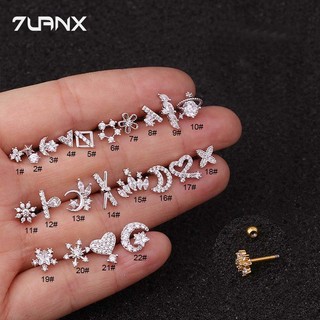 7uanX 1 Khuyên Tai 16 Nút Bằng Thép Không Gỉ Đính Đá Zircon