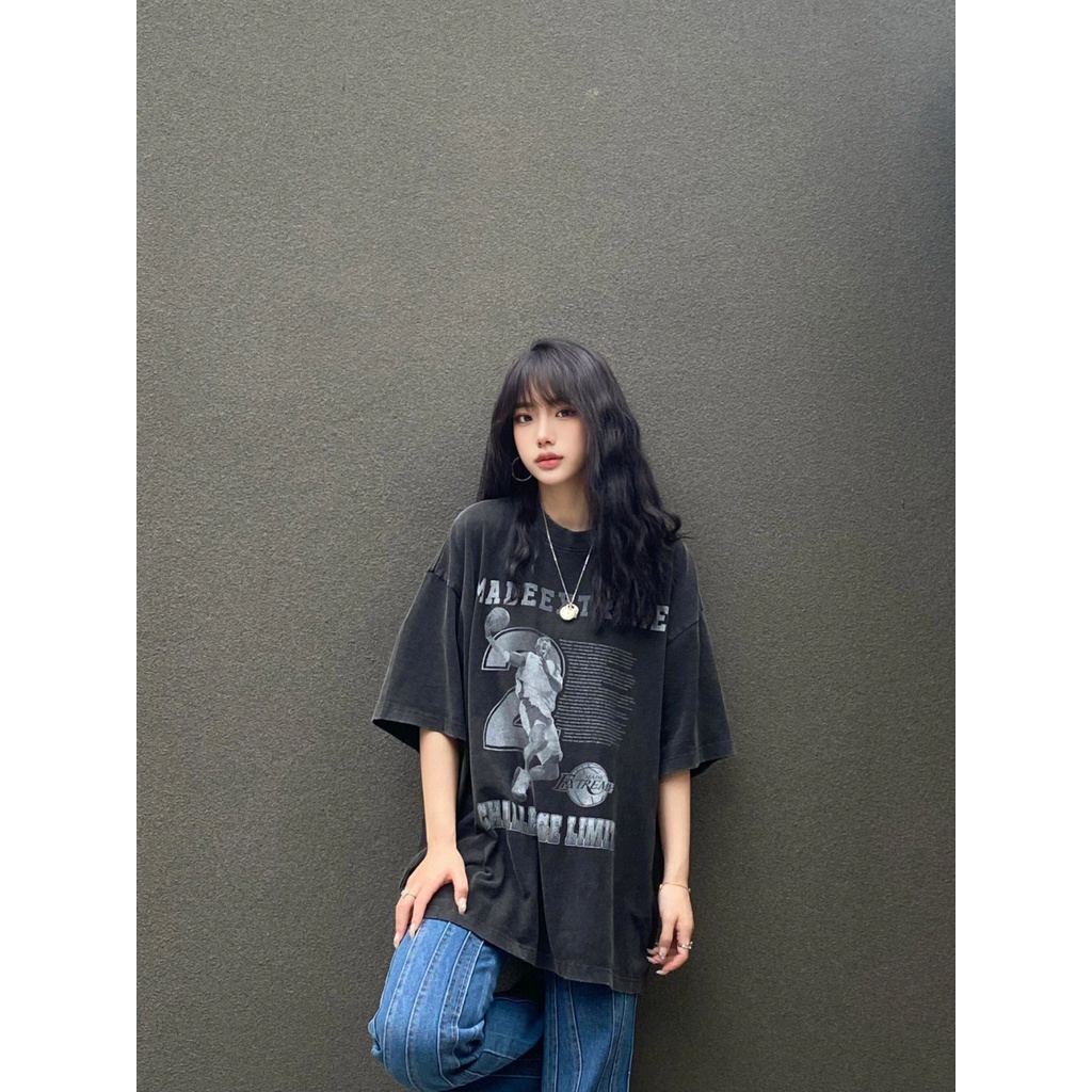 NRVP Áo Thun 100% Cotton Tay Ngắn Dáng Suông In Họa Tiết Hoạt Hình Phong Cách Hàn Quốc Cho Nữ