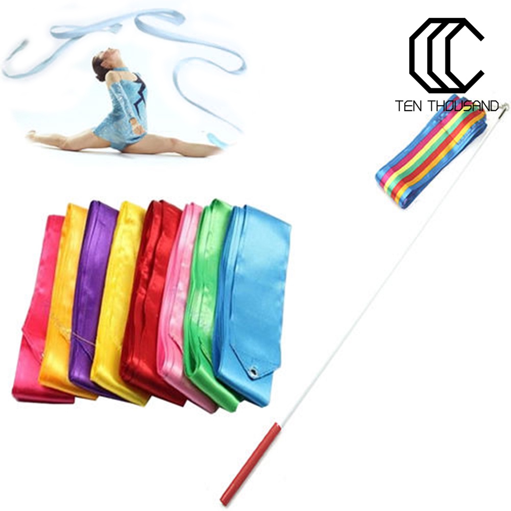 ☼6m Gym Dance Ribbon Stick Art Rhythmic Gymnastics Ballet Streamer Twirling Rod