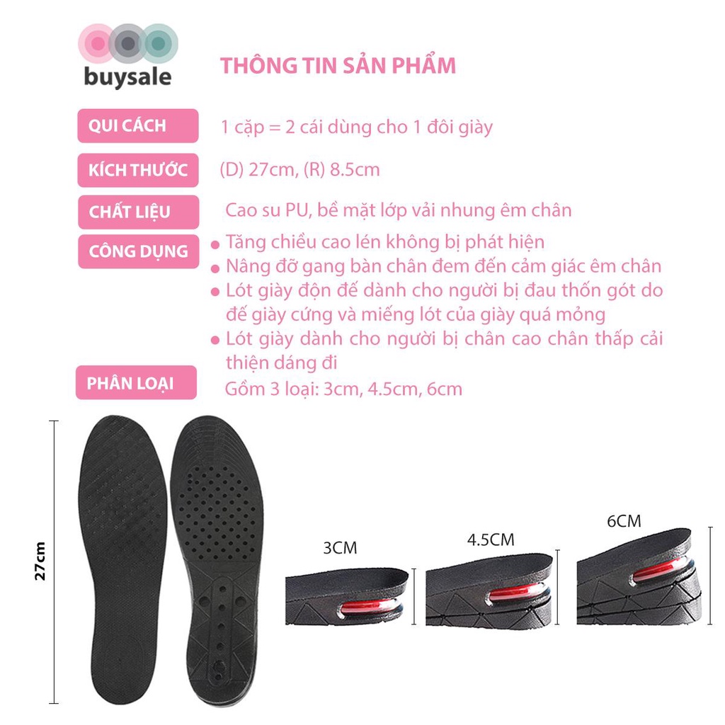 02 Miếng Lót Giày Độn Đế Tăng Chiều Cao  -  BuySales - BSPK353
