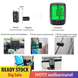 SunDing Bicycle Wired Computer Waterproof Backlight Odometer Speedometer