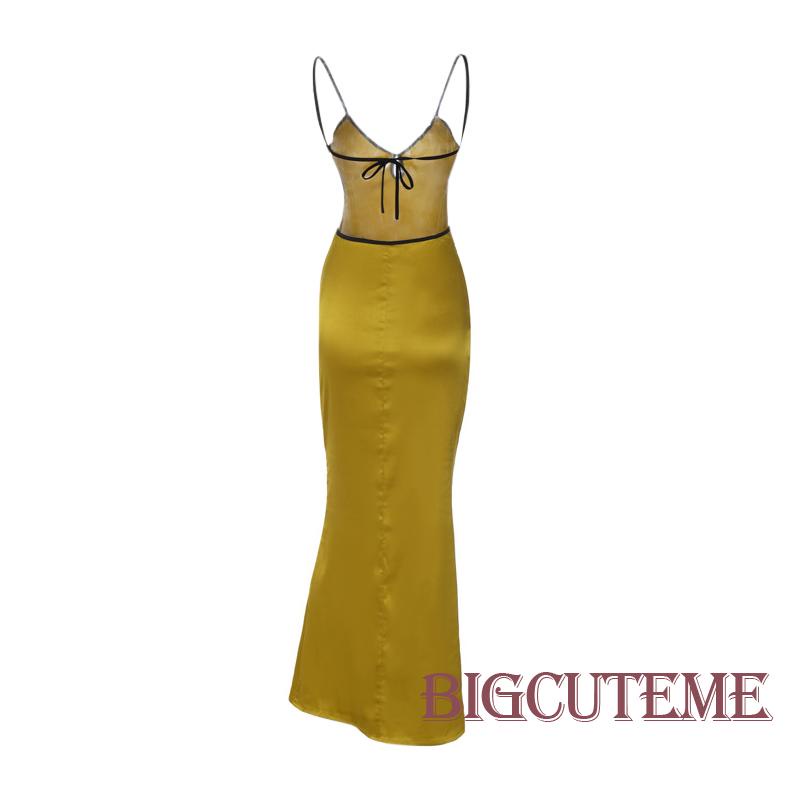 Đầm Dài Không Tay Cổ Chữ V Sâu Màu Sắc Thời Trang Dành Cho Nữ