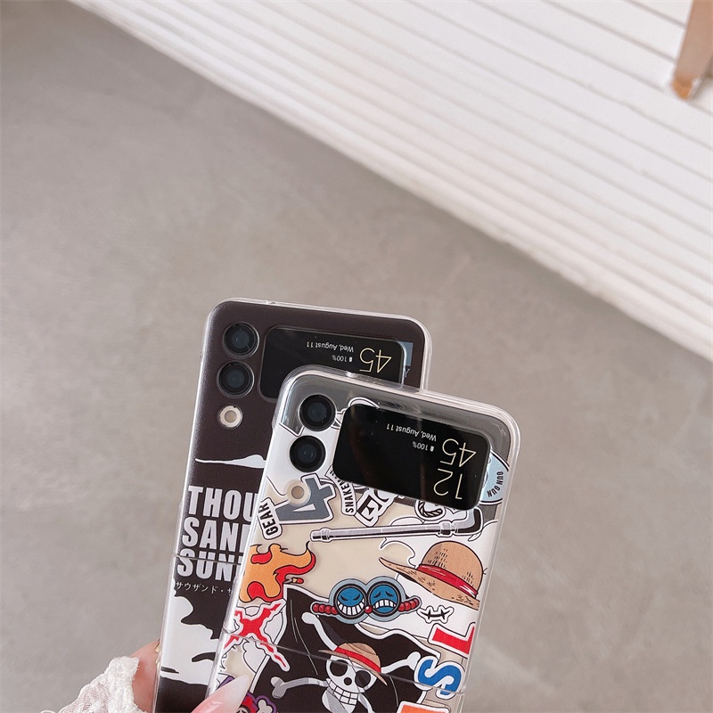 Ốp Điện Thoại PC Cứng Nắp Gập In Hình Anime One Piece Cho Samsung Galaxy Z Flip 3 Z Flip 4 W23 ZFlip3 ZFlip4
