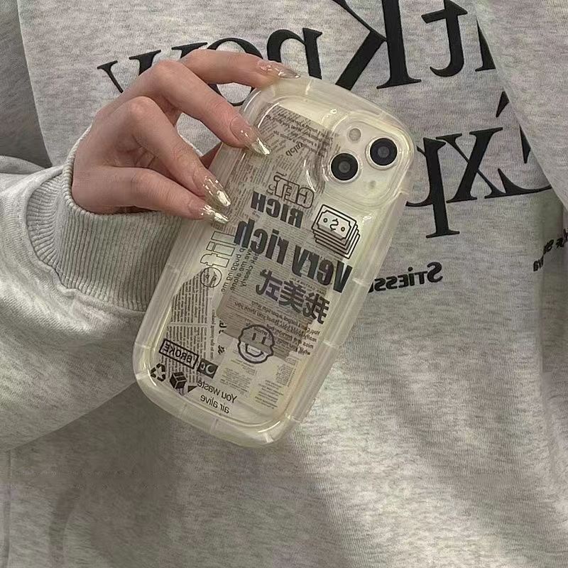 ✅Ốp Điện Thoại Mềm Họa Tiết Tờ Báo Phong Cách Retro Mỹ Bảo Vệ Toàn Diện Cho iPhone 14pro 13 12 11 xr Y4FF