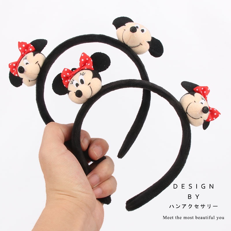 Disney Băng Đô Cài Tóc Hình Chuột Mickey Minnie Bằng Lông Nhung Dễ Thương Xinh Xắn