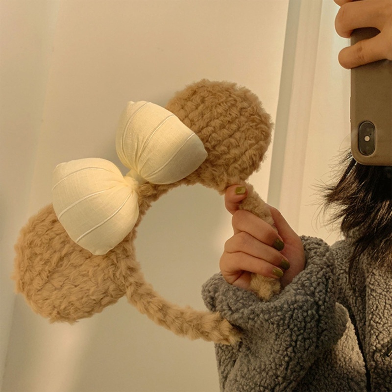 Flgo Băng Đô Cài Tóc Rửa Mặt / Trang Điểm Hình Tai Gấu Bằng Vải Lông