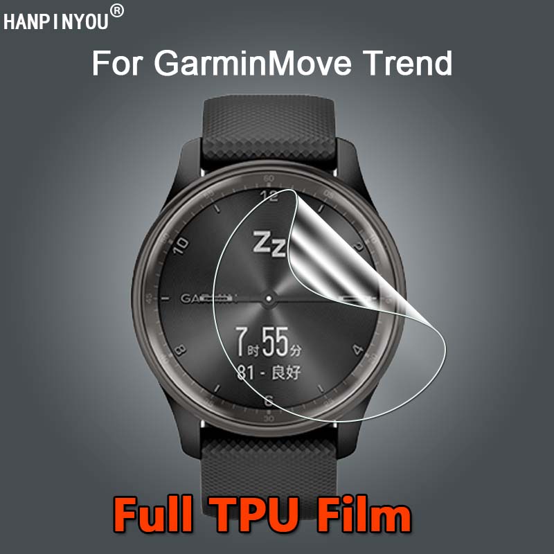For Garmin Vivomove GarminMove Trend SmartWatch Ultra Thin Clear Slim Soft TPU Repairable Hydrogel Film Screen Protector -Not Tempered Glass