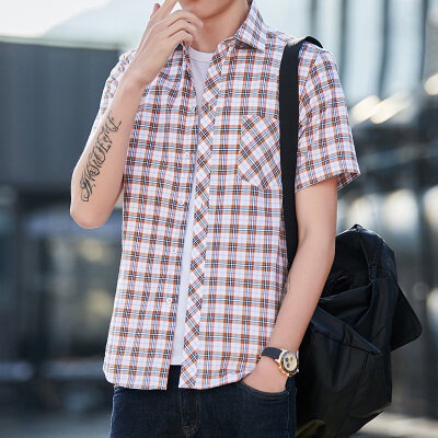 Áo Sơ Mi Tay Ngắn Họa Tiết Sọc Caro Thiết Kế Mới Thời Trang Mùa Hè Dành Cho Nam